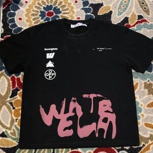 Off-White Black T-Shirt with Blue Label